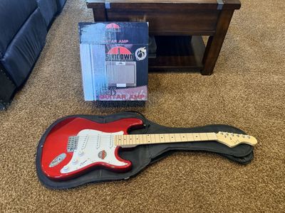Electric Guitar Red with and Amp
