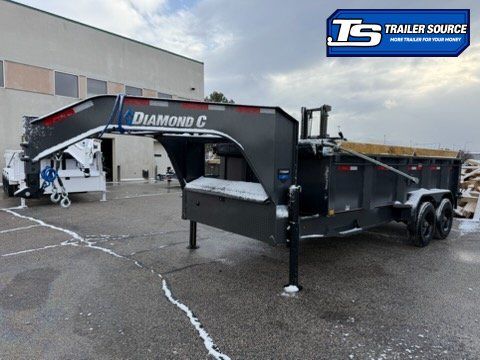 7x16 Diamond C LPT-GN 210 Gooseneck Dump Trailer - 32" Sides - 23K GVWR - Board Brackets, Hydraulic Jack(s)