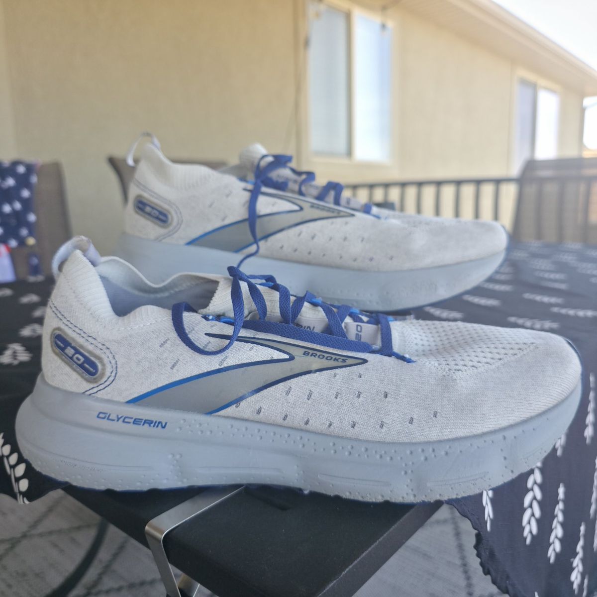 Brooks Glycerin 20 Men's Running Shoes - White/Blue, Size 10.5
