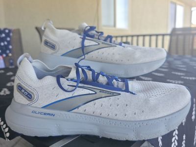 Brooks Glycerin 20 Men's Running Shoes - White/Blue, Size 10.5