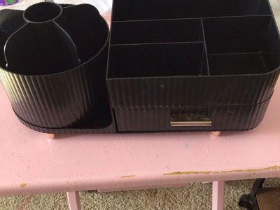Black Vanity Organizer with Drawers - Makeup, Brushes, & Jewelry Storage