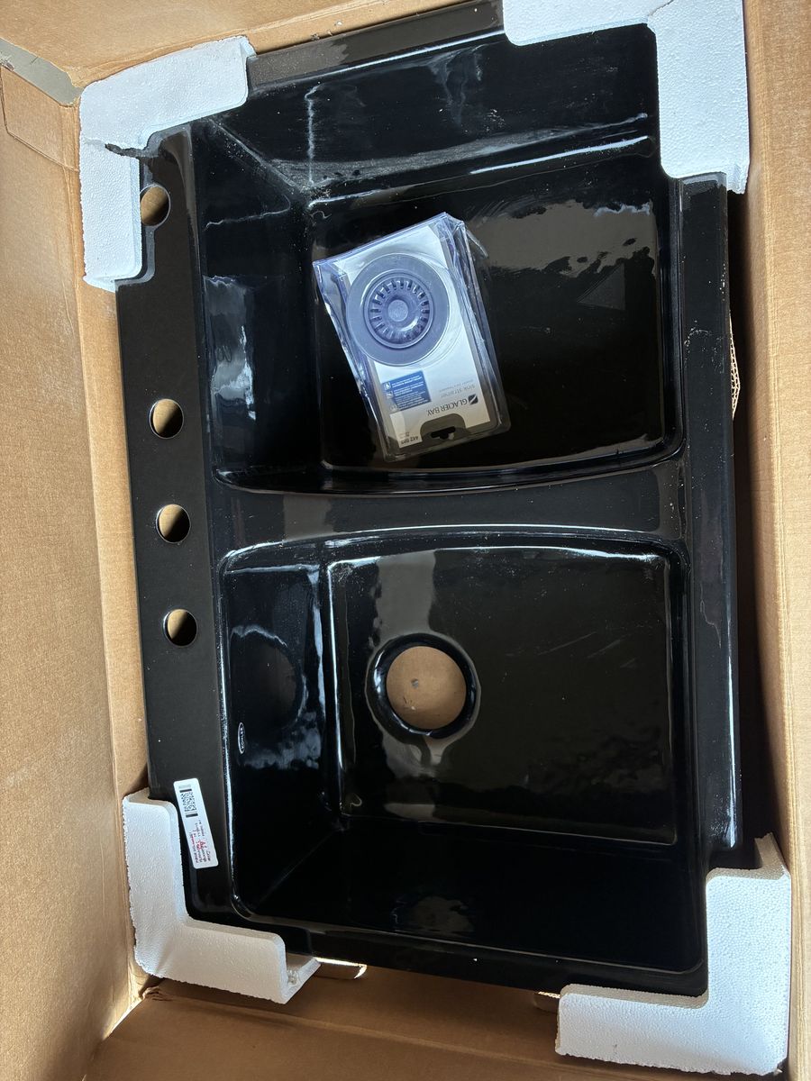 Brand New in the box black enameled cast iron kitchen sink