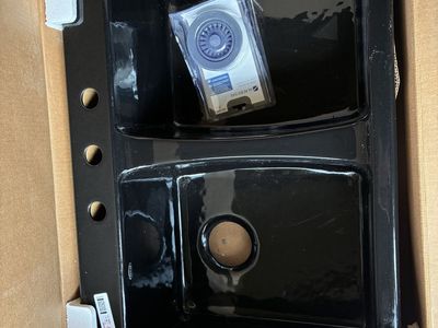 Brand New in the box black enameled cast iron kitchen sink