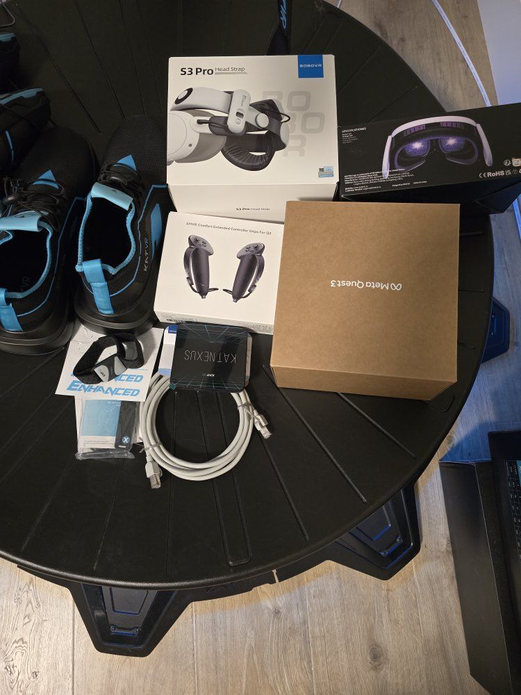 Kat Walk VR Treadmill + Meta Quest 3 + Kat Nexus + 3 Pairs of KatVR Shoes – Complete VR Setup
