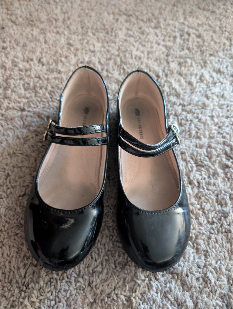 Girls Black Patent Leather Mary Jane Dress Shoes, Flats, Size US 3