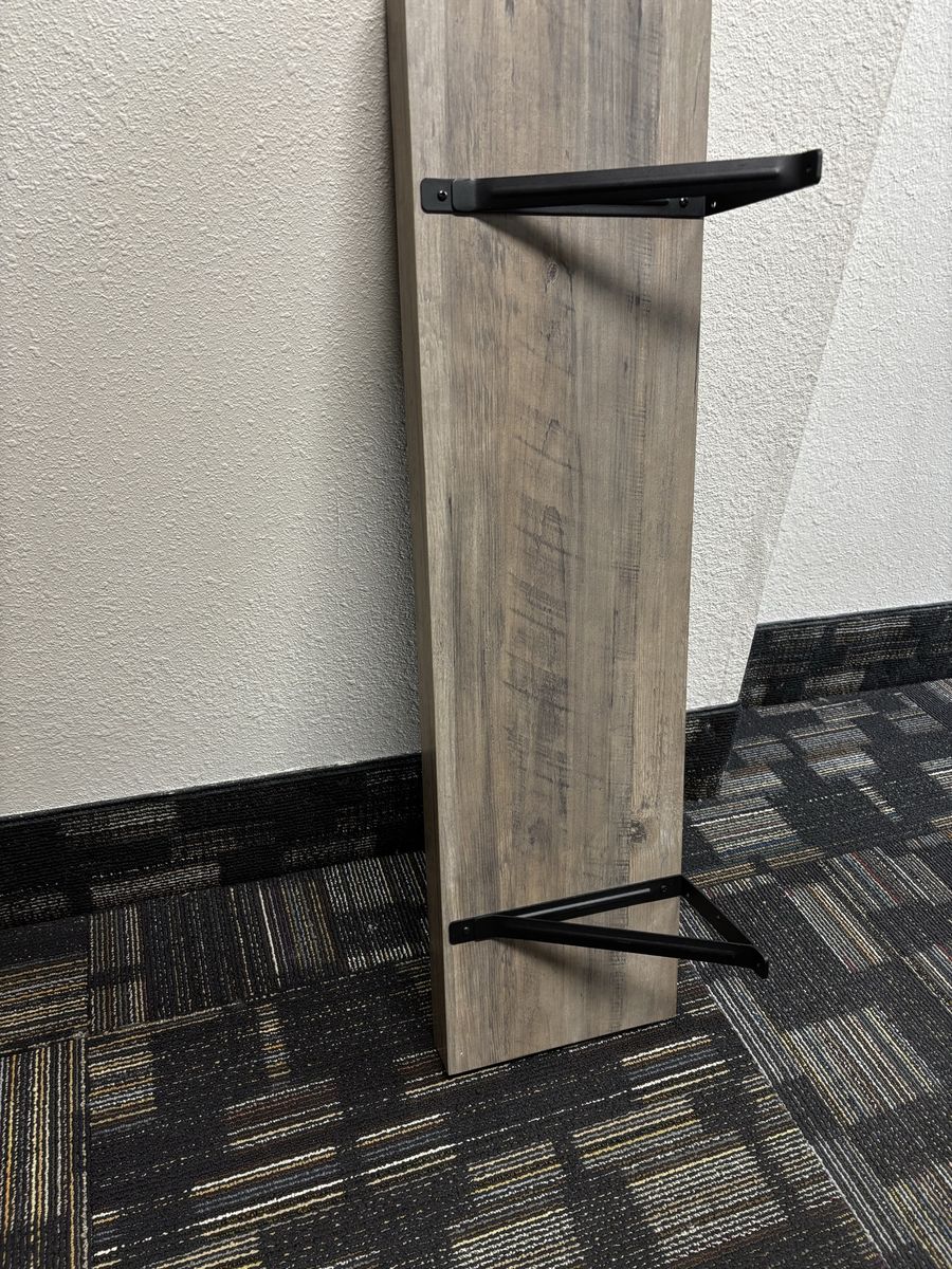 Rustic Wood Wall Shelf with Black Metal Brackets - Modern Farmhouse Floating Display