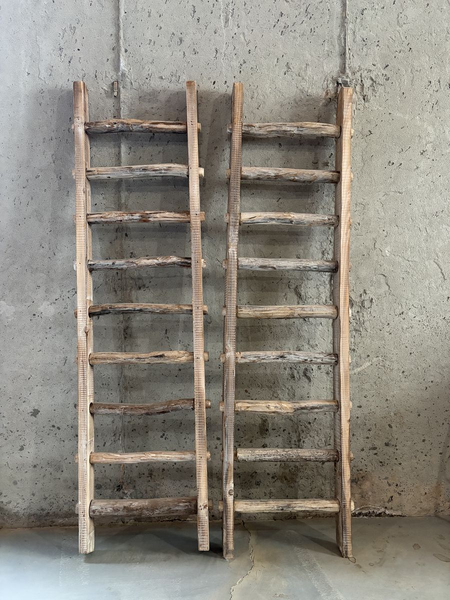 Rustic Decorative Wood Ladders - Set of 2, Natural Finish
