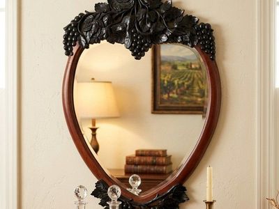 Vintage Hand Carved Mahogany Grape Vine Mirror