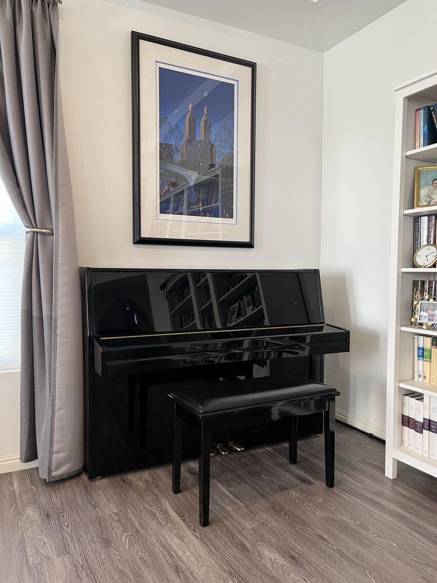 Black Upright Piano with Bench - Excellent Condition - Ready to Play!