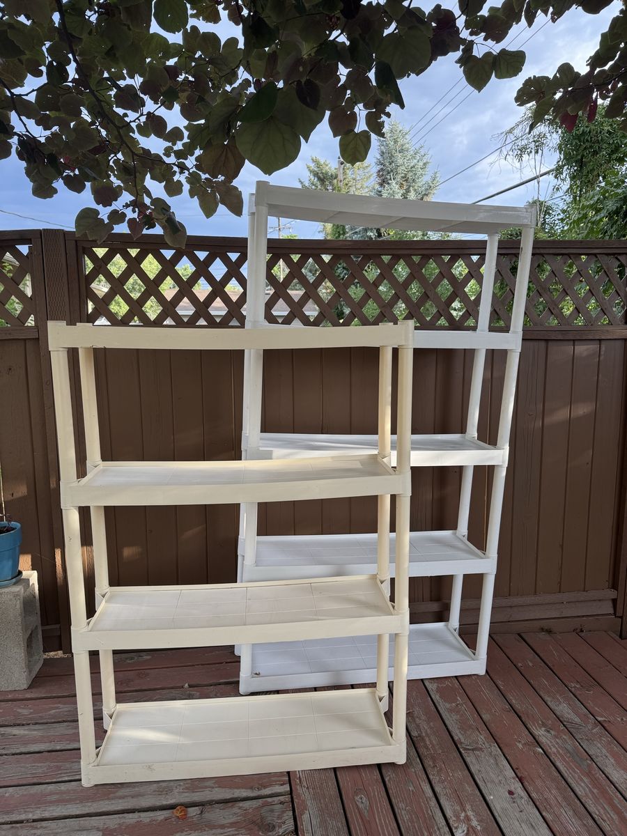 2 Plastic Shelving Units