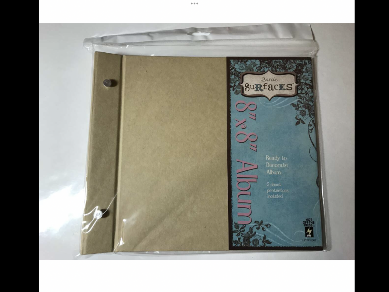 Saras Surfaces Hot Off The Press 8in x 8in Album Postbound Ready to Decorate, 5 Sheet Protectors Included, New