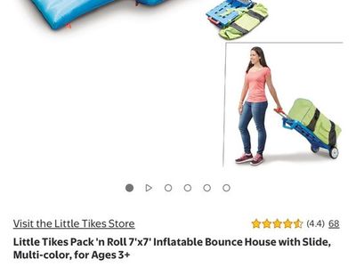 Little Tikes Pack'n Roll 7'×7' Inflatable Bounce House with Slide, Multi-color, for Ages 3+