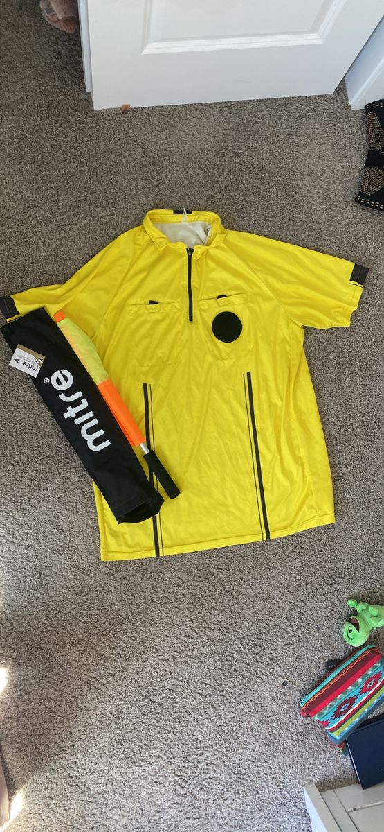 Soccer Referee Jersey with Flags - Short Sleeve, 1/4 Zip