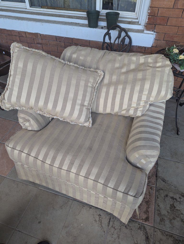 Cream & Tan Armchair