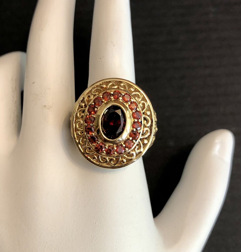 Amazing Gold And Garnet Filigree Ring