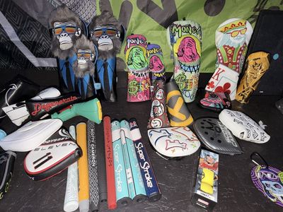 Assorted Golf Accessories: Headcovers, Grips, Hats