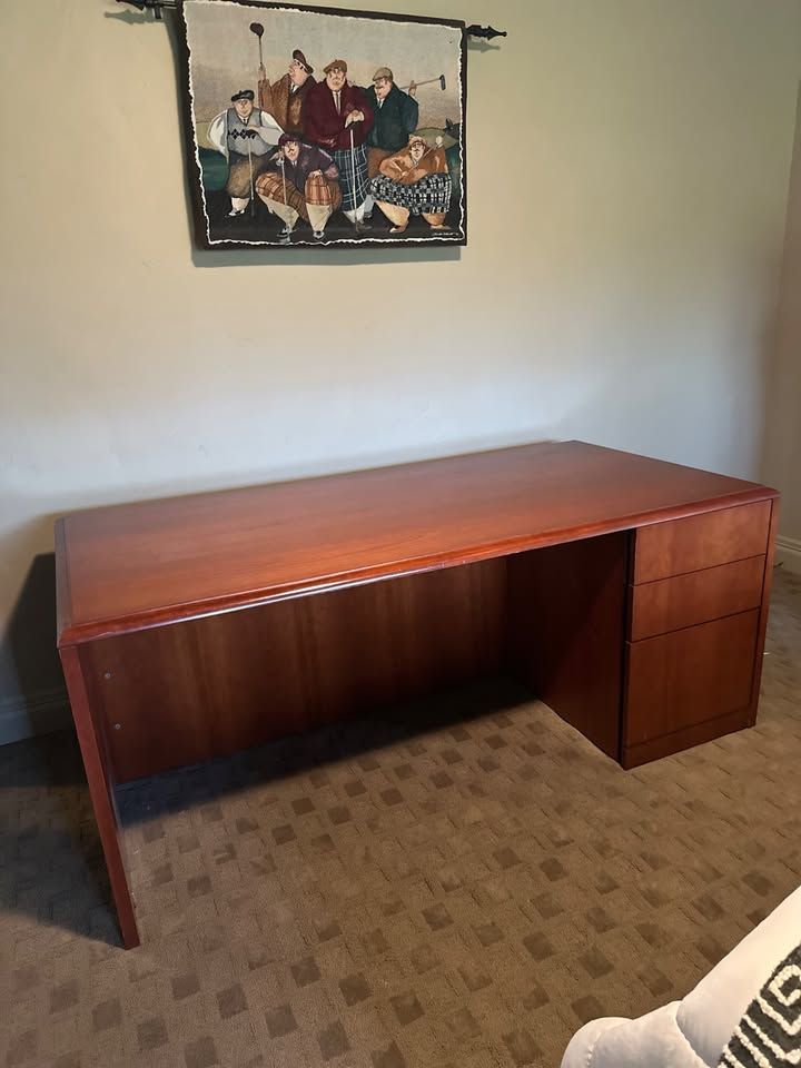 Cherry Wood Executive Desk with 3 Drawers