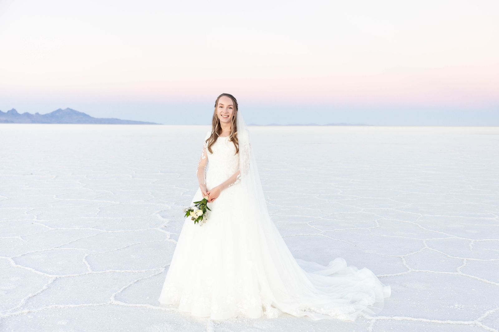 Wedding Dress with Long Veil