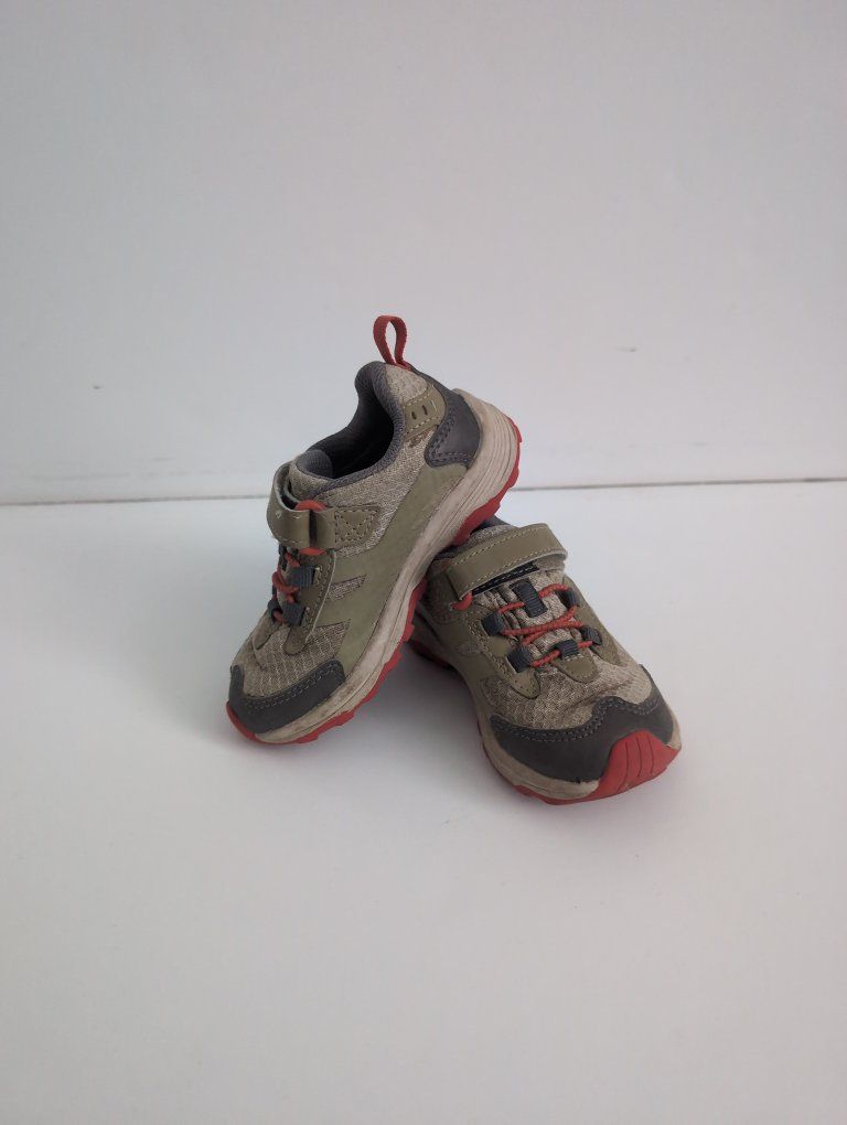 Merrell Toddler Hiking Shoes Olive Green Orange Velcro Size 6