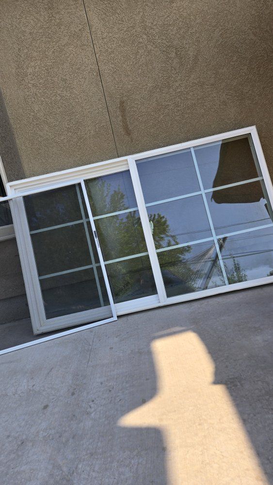 White Vinyl Sliding Window with Grids and Screen