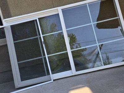 White Vinyl Sliding Window with Grids and Screen