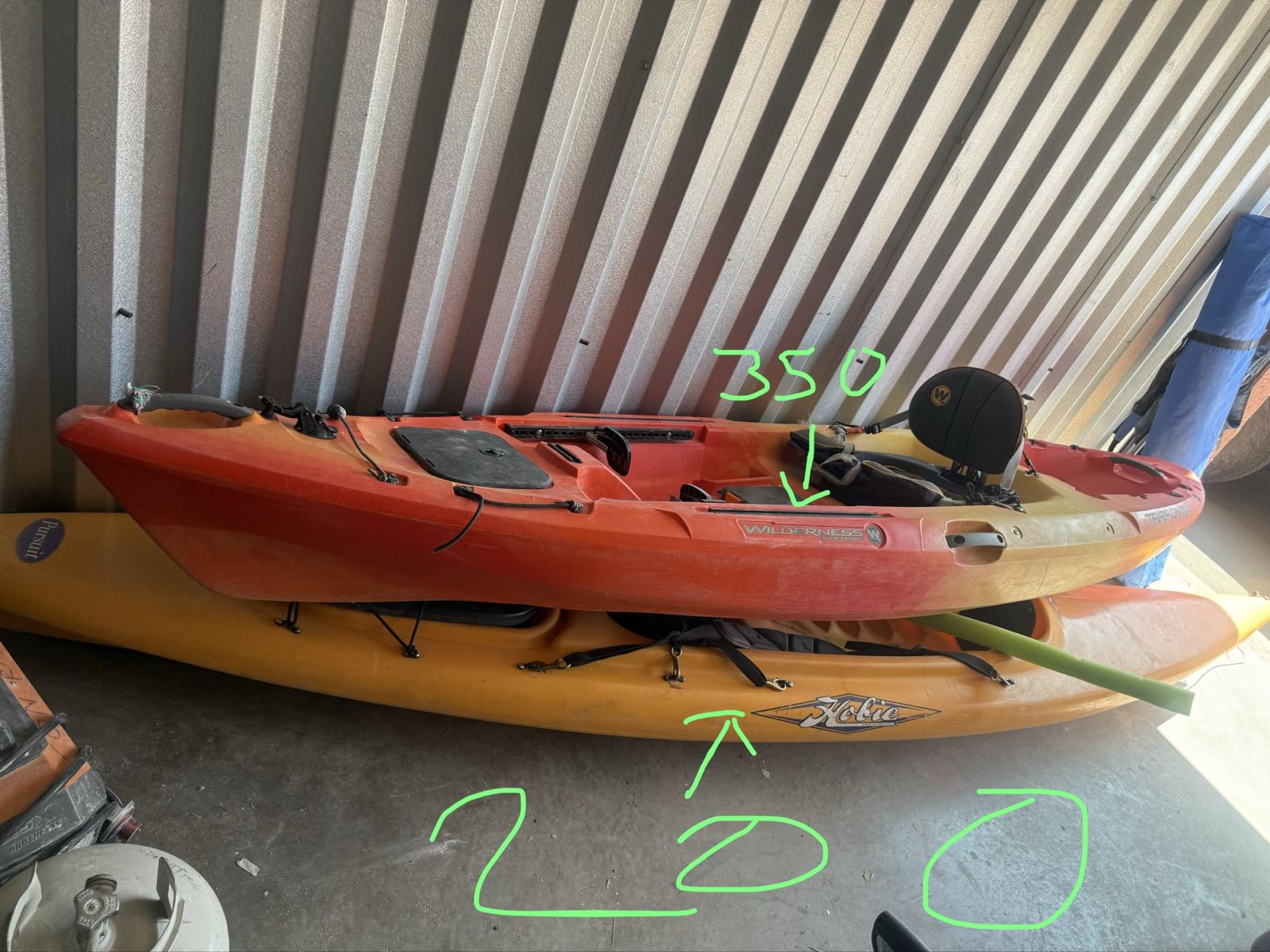 Wilderness Systems Red and Yellow Kayak with Seat - Used