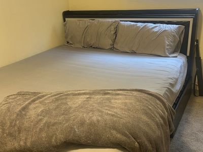 Black Wooden Bed Frame with Sleigh Headboard
