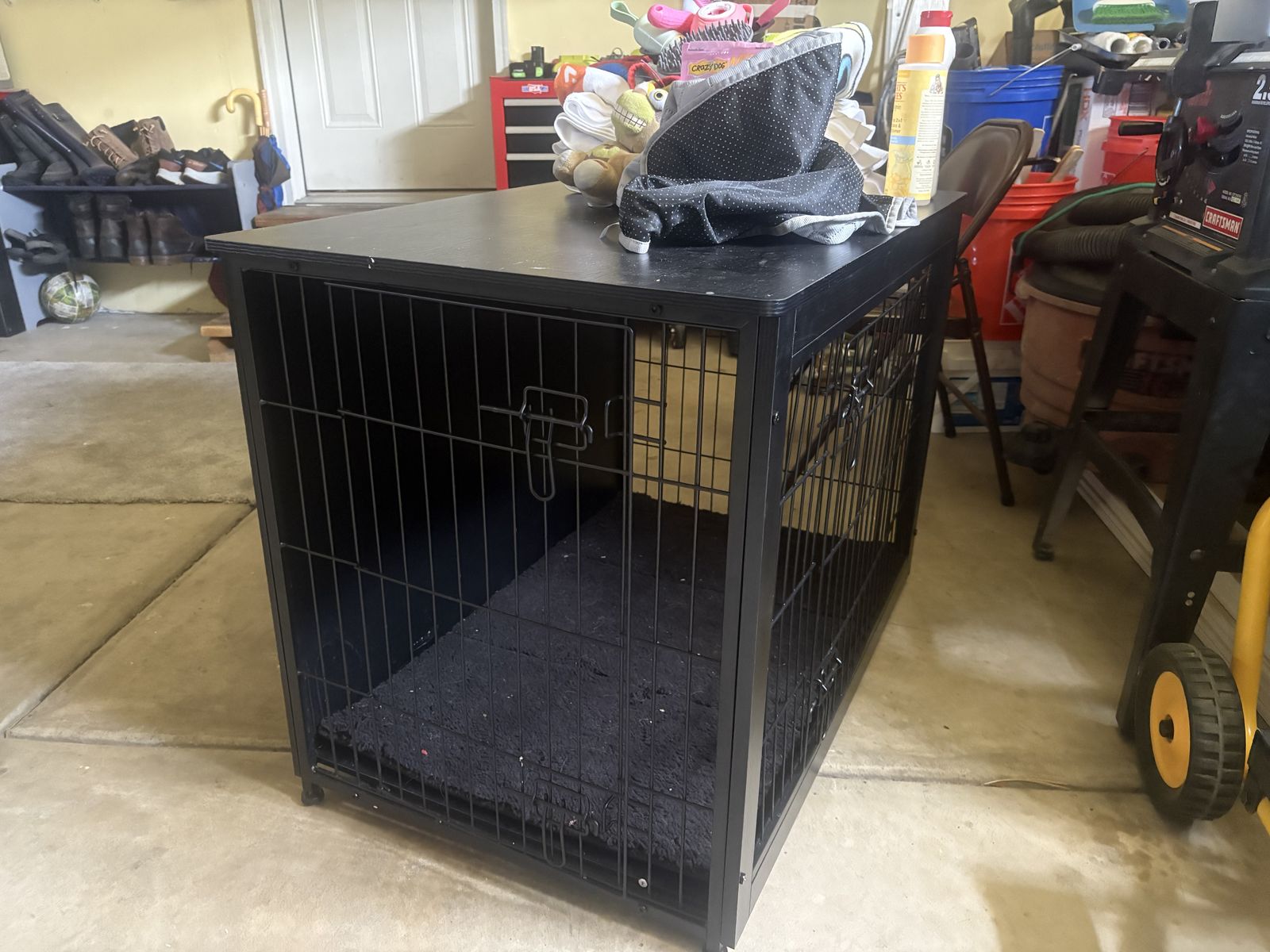 small/med used furniture styled dog crate.