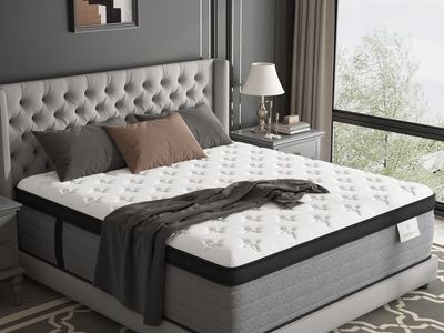 (NEW) Onlylucky 14” Luxury Hybrid Queen Mattress + Queen Bed Frame – $450