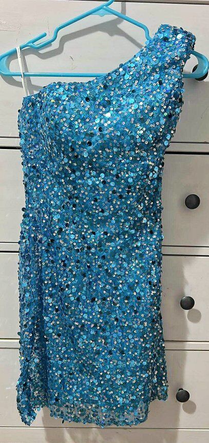 Sequin Homecoming Dress with Slit One Shoulder Spa
