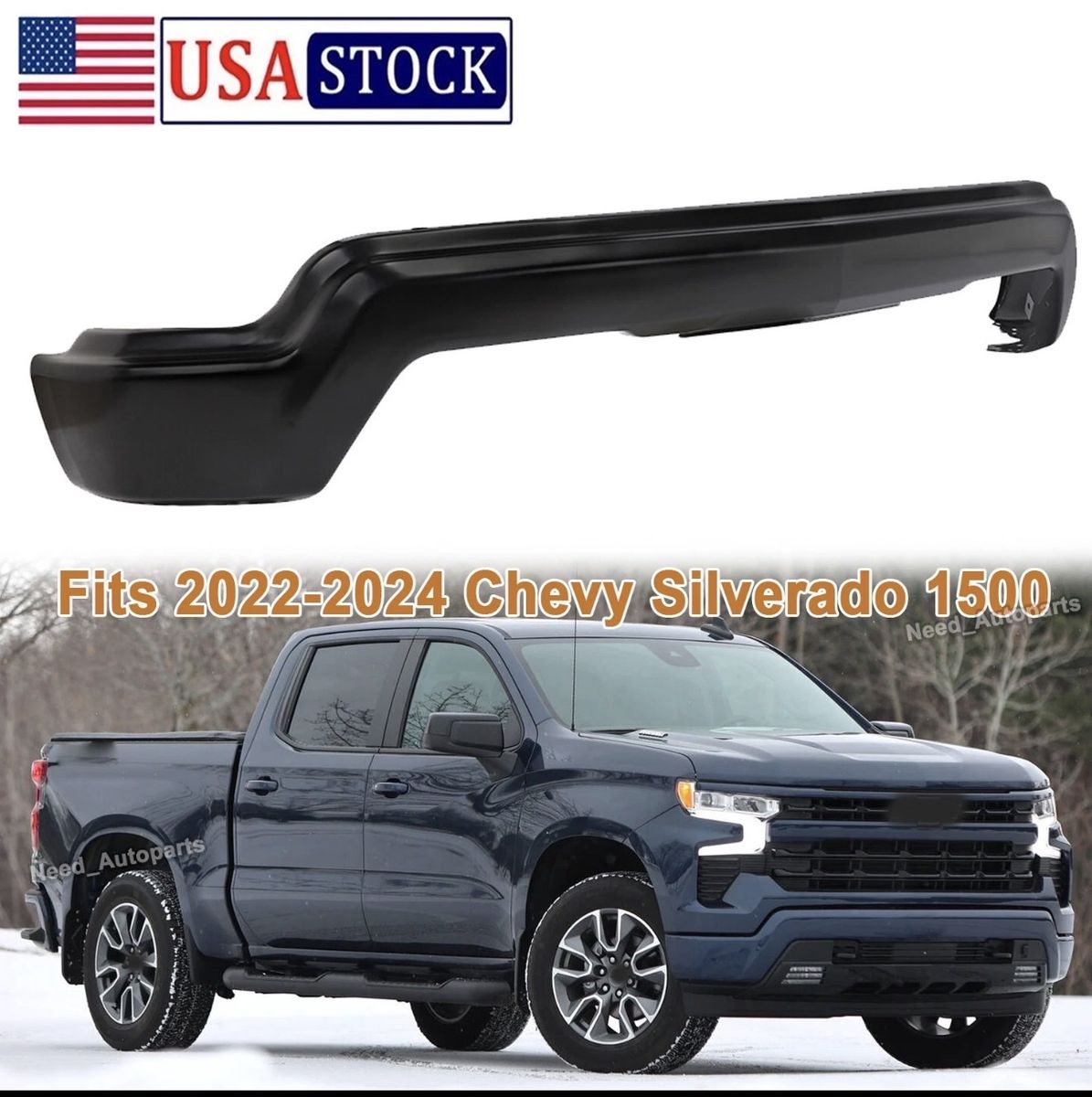Front Bumper Lower Grille Molding for 2022-2024 Chevy Silverado 1500 - Durable Black steel