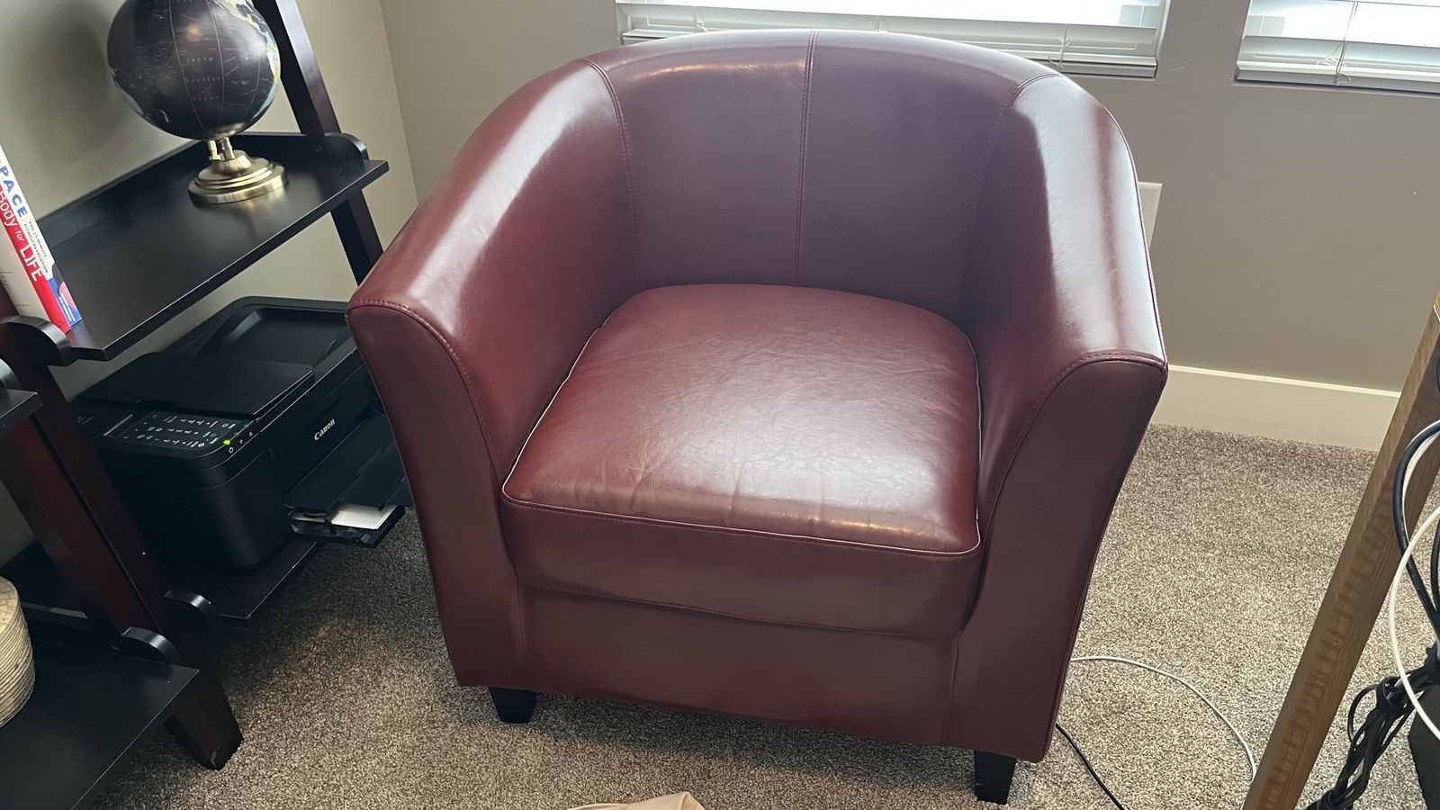 Faux Leather Barrel Chair