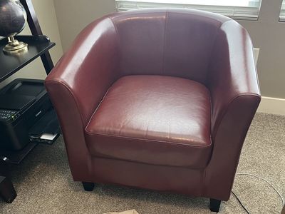 Faux Leather Barrel Chair