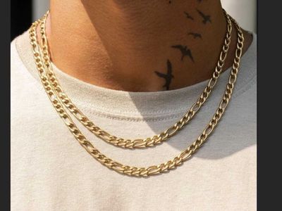 Brand New Adamans 6mm Gold Figaro Chain Necklace (20")