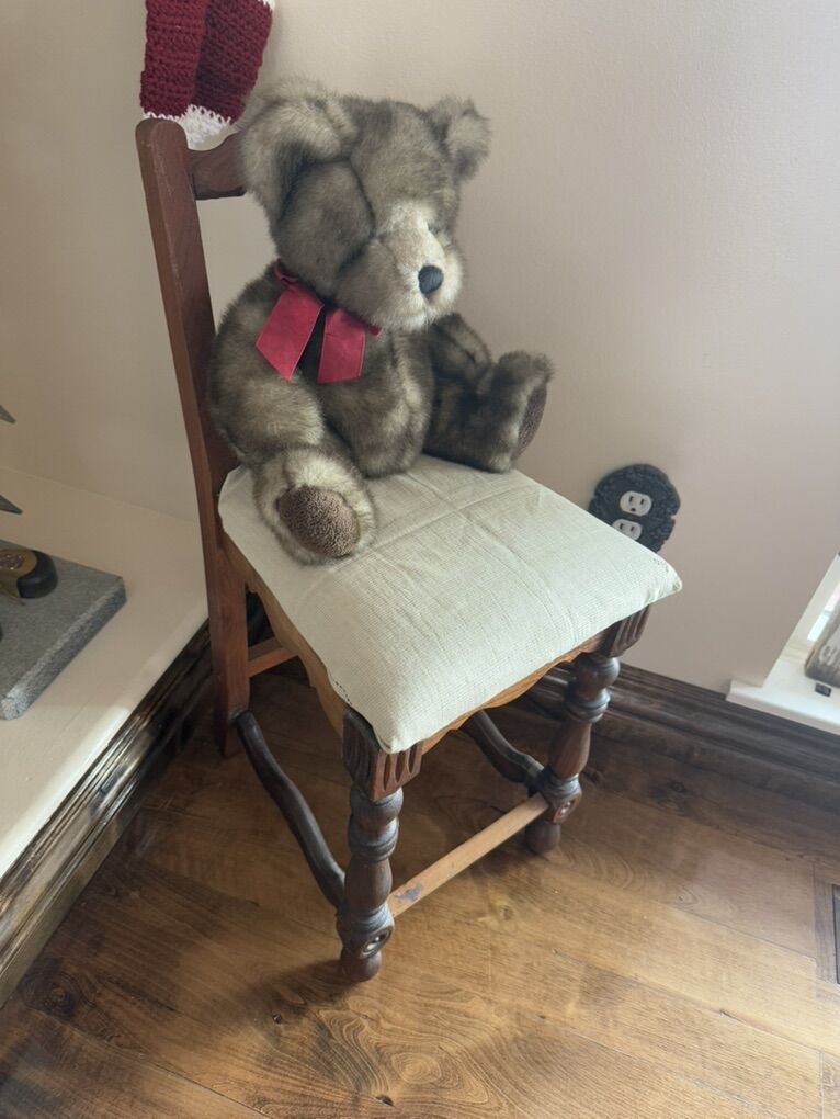 Antique decorative chair $75 stuffed animal $40