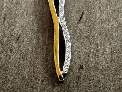 Studio Designer 18k "Ski Track" Diamond Pendant & 14k Italy Chain