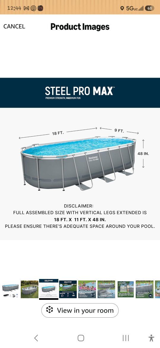 Above Ground Pool 18' x 9' x 48"