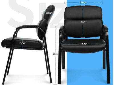 Oline Black Leather Guest Office Chair Set - 4 Pack, 300 lbs Capacity