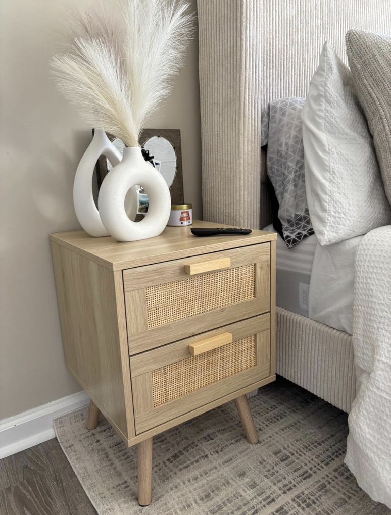 Boho Rattan Nightstands - Set Of 2 AVailable