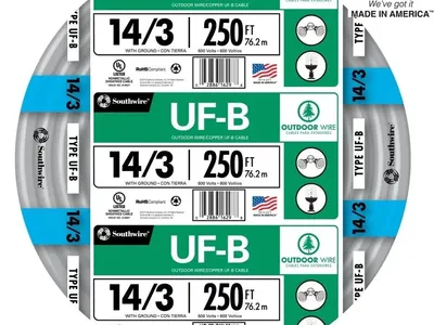 Southwire 250 ft. 14/3 Gray Solid CU UF-B W/G Wire ~ Construction/Electrical