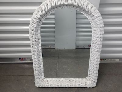 White Wicker Arch Mirror - Boho Chic Wall Decor