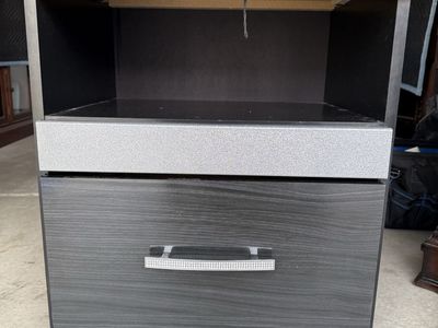 Black Modern Nightstand with Drawer & Open Shelf