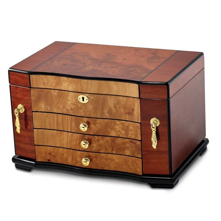 Luxury By Jere High Gloss Bubinga Burl Jewelry Box