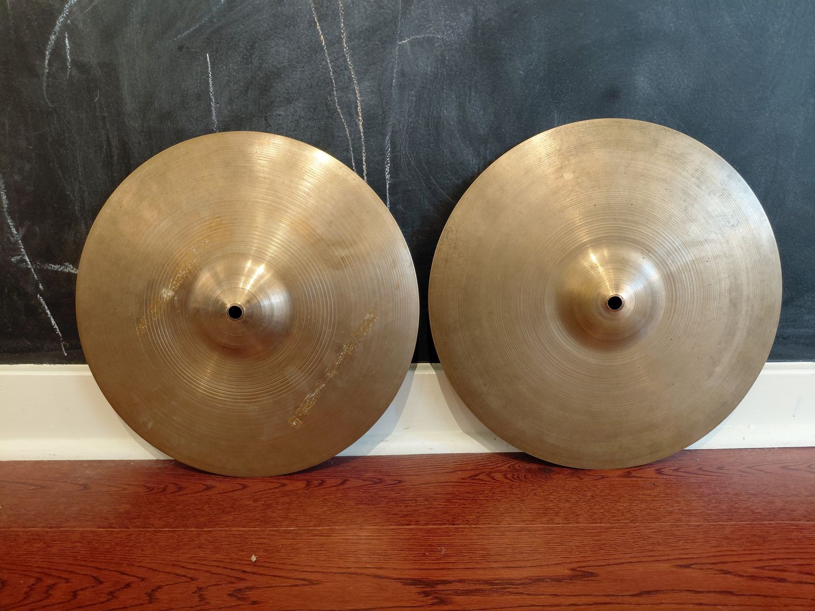 Vintage 1950s A Avedis Zildjian Small Stamp 14" Hi-hat Cymbals 765g 795g