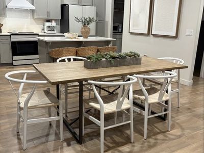 Modern Wood Dining Table with Metal Base