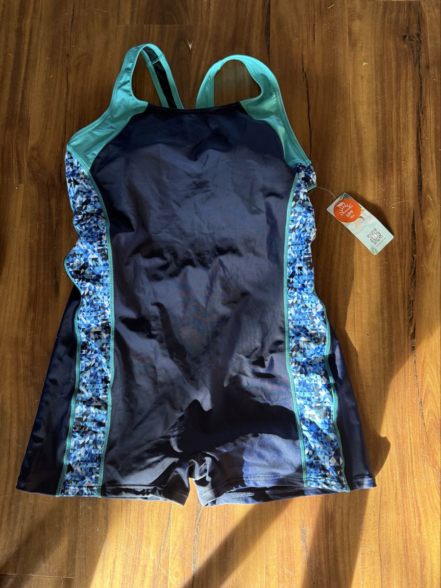 Charmo Women's One Piece Swimsuit UPF 50+ Sun Protection Swimdress Blue Size S