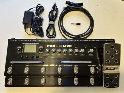 Line 6 POD X3 Live Guitar Multi-Effects Pedal & Amp Modeler with Power Supply & Cables
