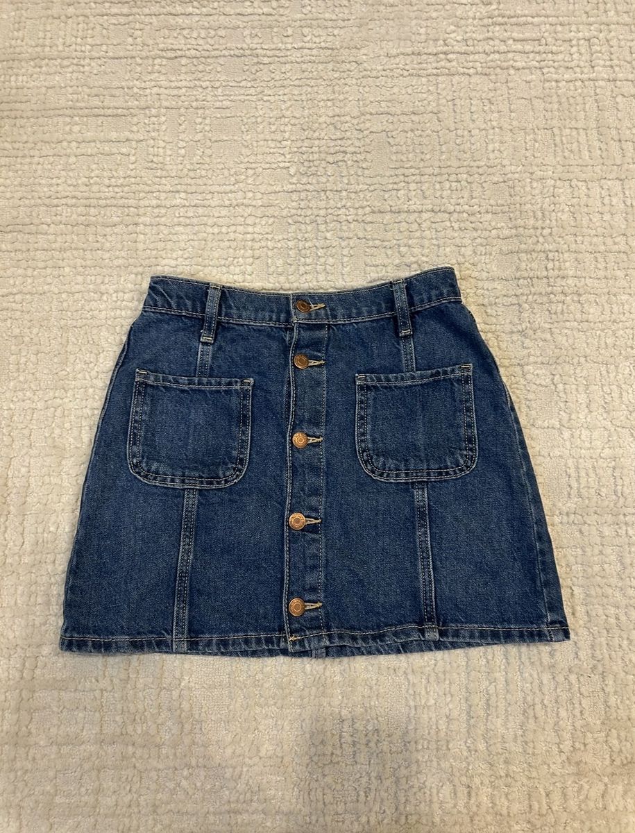 Old Navy Girls Blue Denim Skirt Size 14-16 - Button Front, Pockets