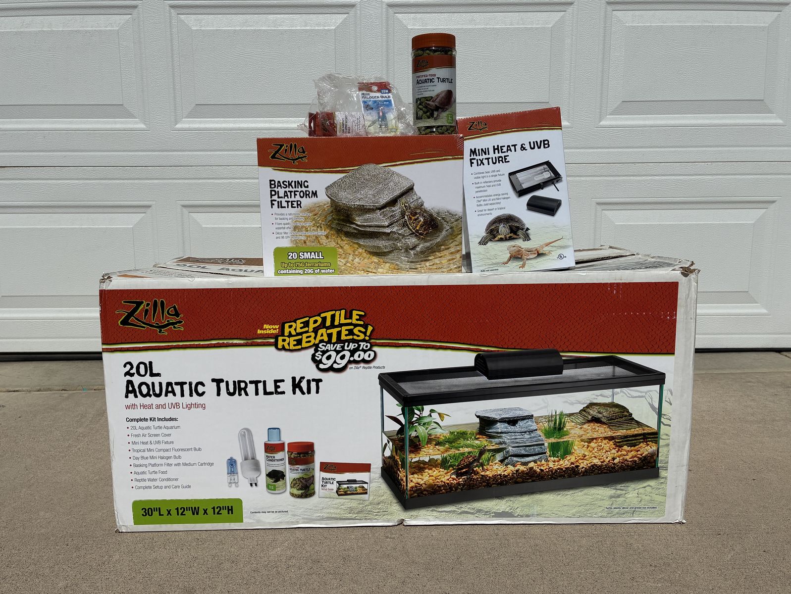 NEW 20L Aquatic Turtle Kit Aquarium Tank Terrarium Heating Lamp Live Fish Reptiles READ DESCRIPTION!