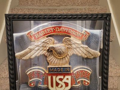 Framed Harley-Davidson Eagle Made in USA Wall Decor Sign (27" x 23")